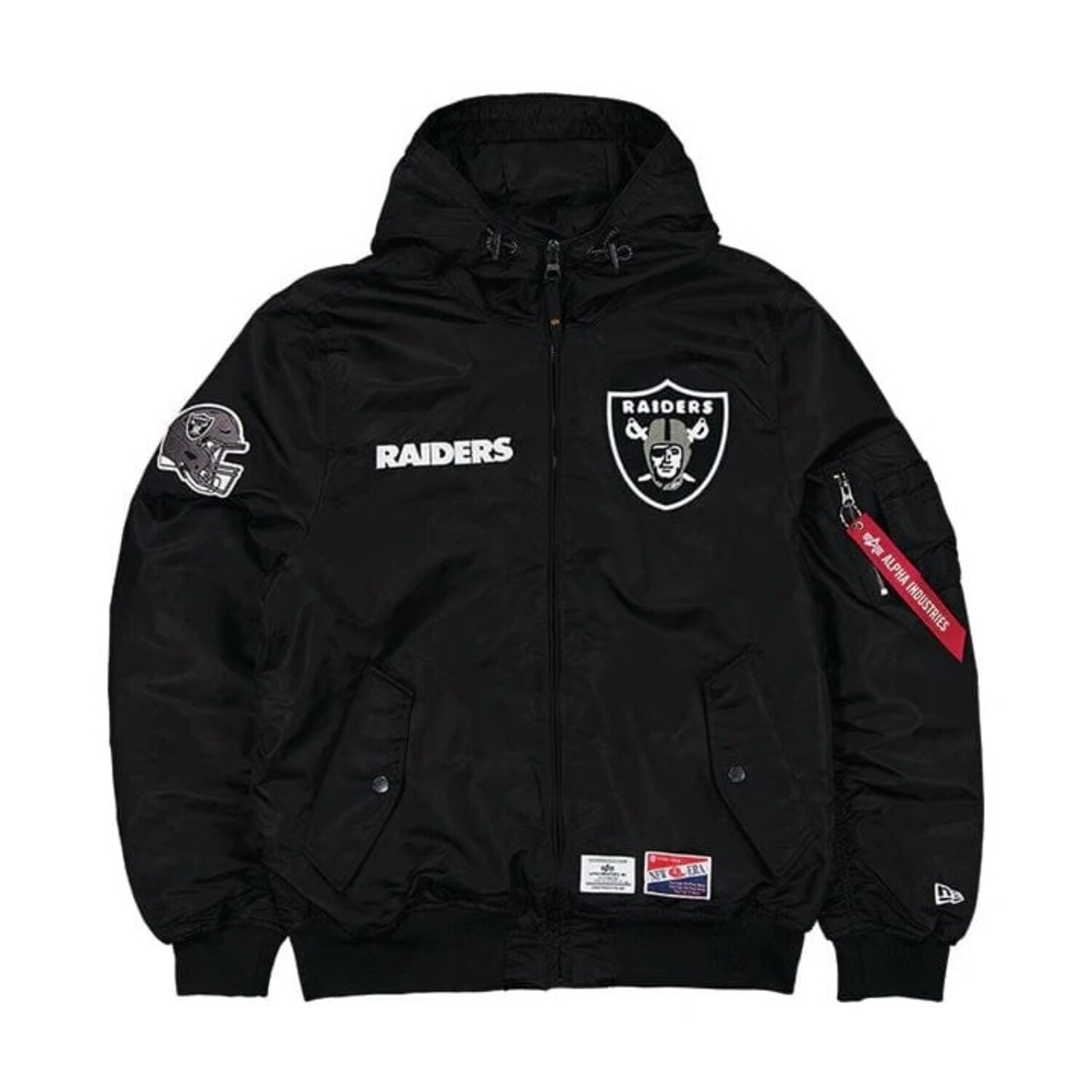 Raiders Men's NE Black Hooded Alpha Jacket - The Locker Room of Downey
