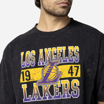 New Era LA Lakers Men's NE Block + 1947 Black Mineral Wash SS Tee