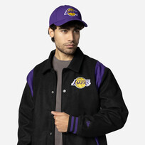 New Era LA Lakers NE Mens Snap Front Jacket Black/Purple