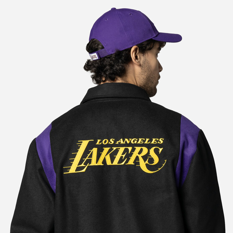 New Era LA Lakers NE Mens Snap Front Jacket Black/Purple