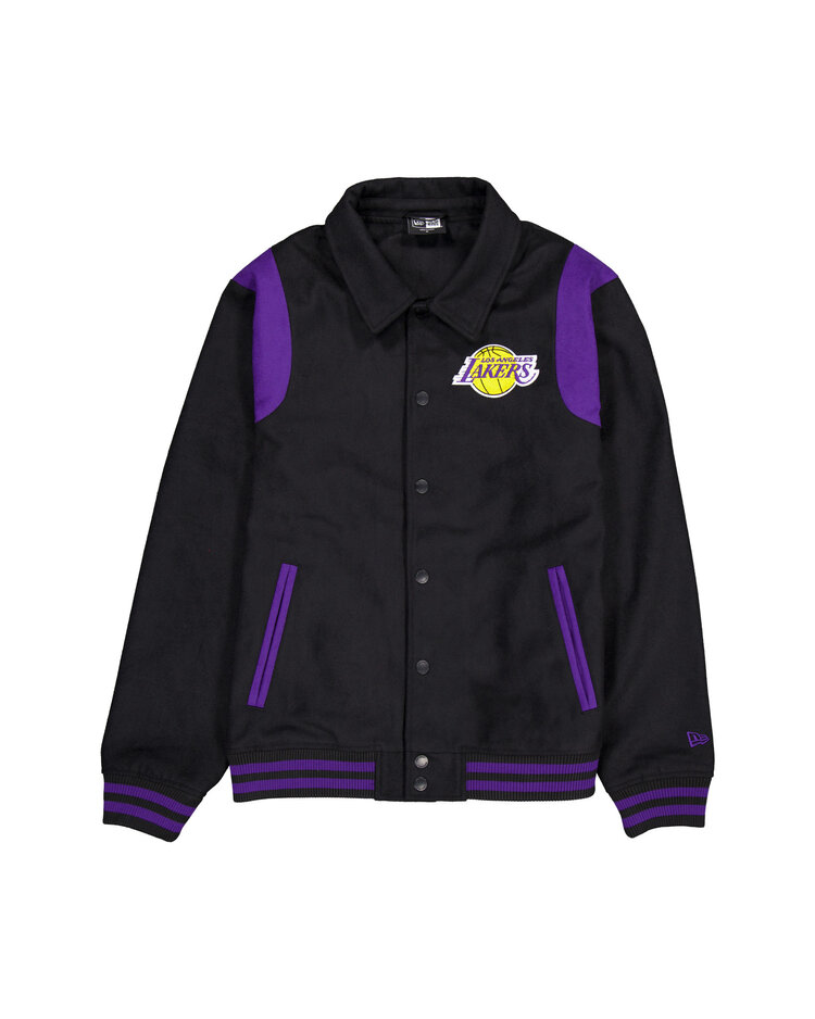 New Era LA Lakers NE Mens Snap Front Jacket Black/Purple