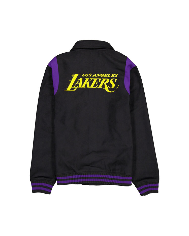 New Era LA Lakers NE Mens Snap Front Jacket Black/Purple