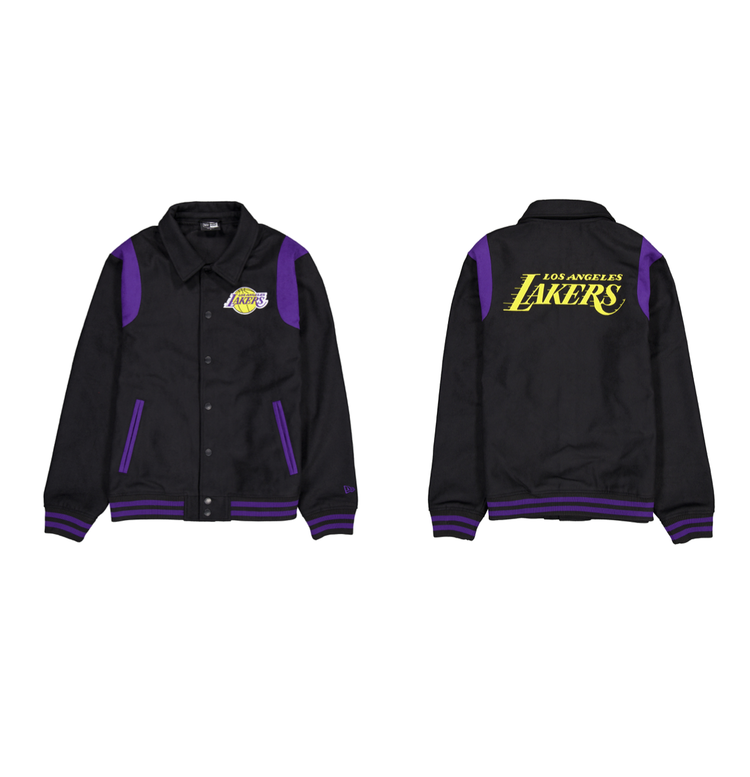 New Era LA Lakers NE Mens Snap Front Jacket Black/Purple