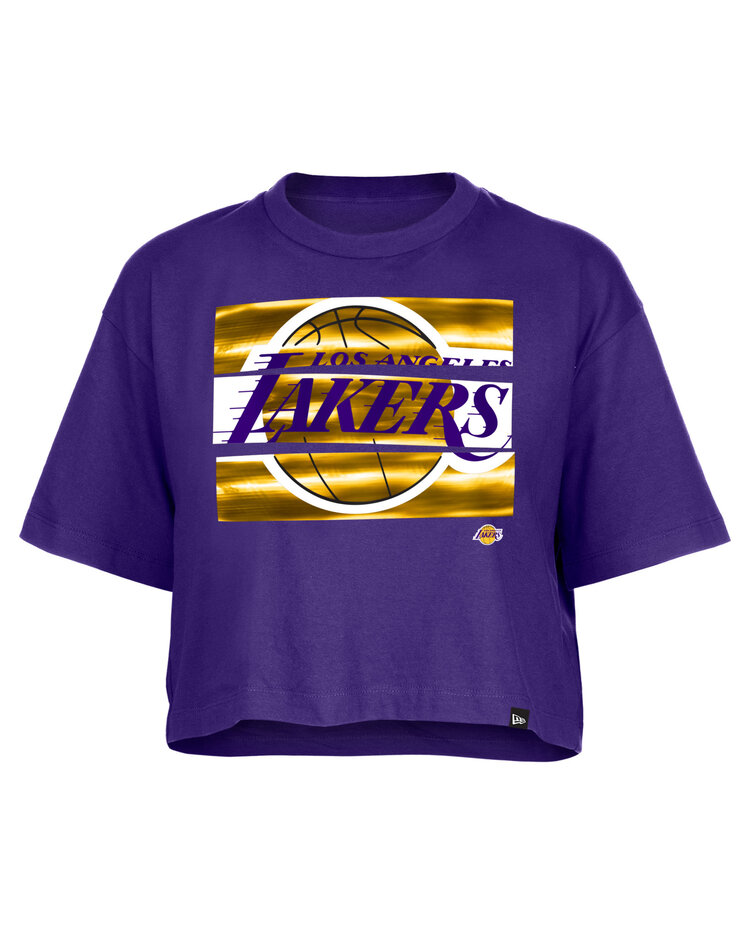 New Era LA Lakers Women's NE Purple Gold Foil SS Crew Crop
