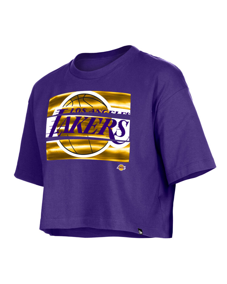 New Era LA Lakers Women's NE Purple Gold Foil SS Crew Crop