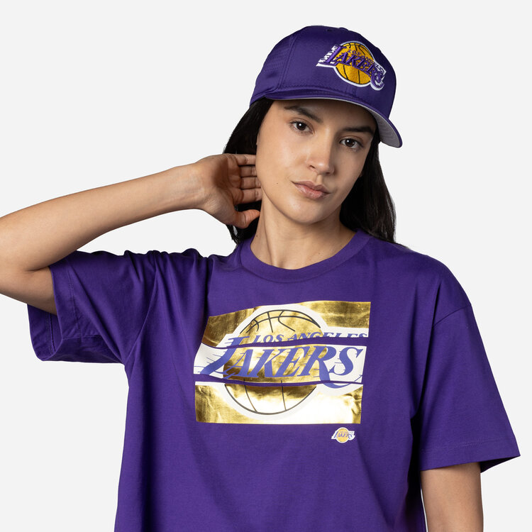 New Era LA Lakers Women's NE Purple Gold Foil SS Crew Crop
