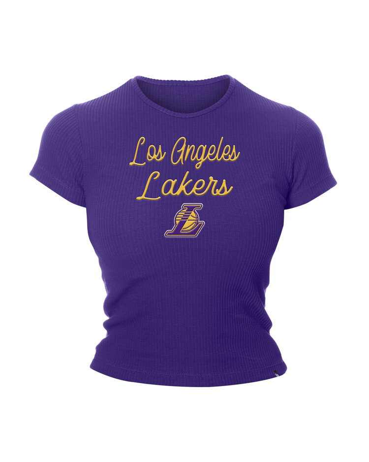 New Era LA Lakers Women's NE Ribbed Purple SS Baby Crop