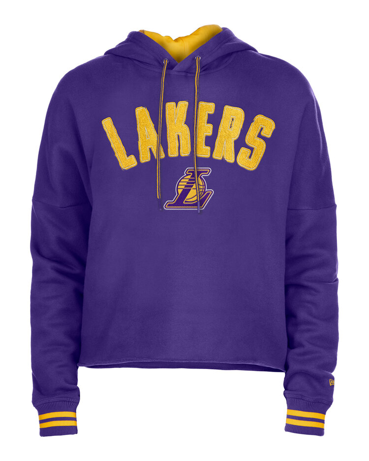 New Era Lakers Women's NE Block+L Purple Crop Hoodie