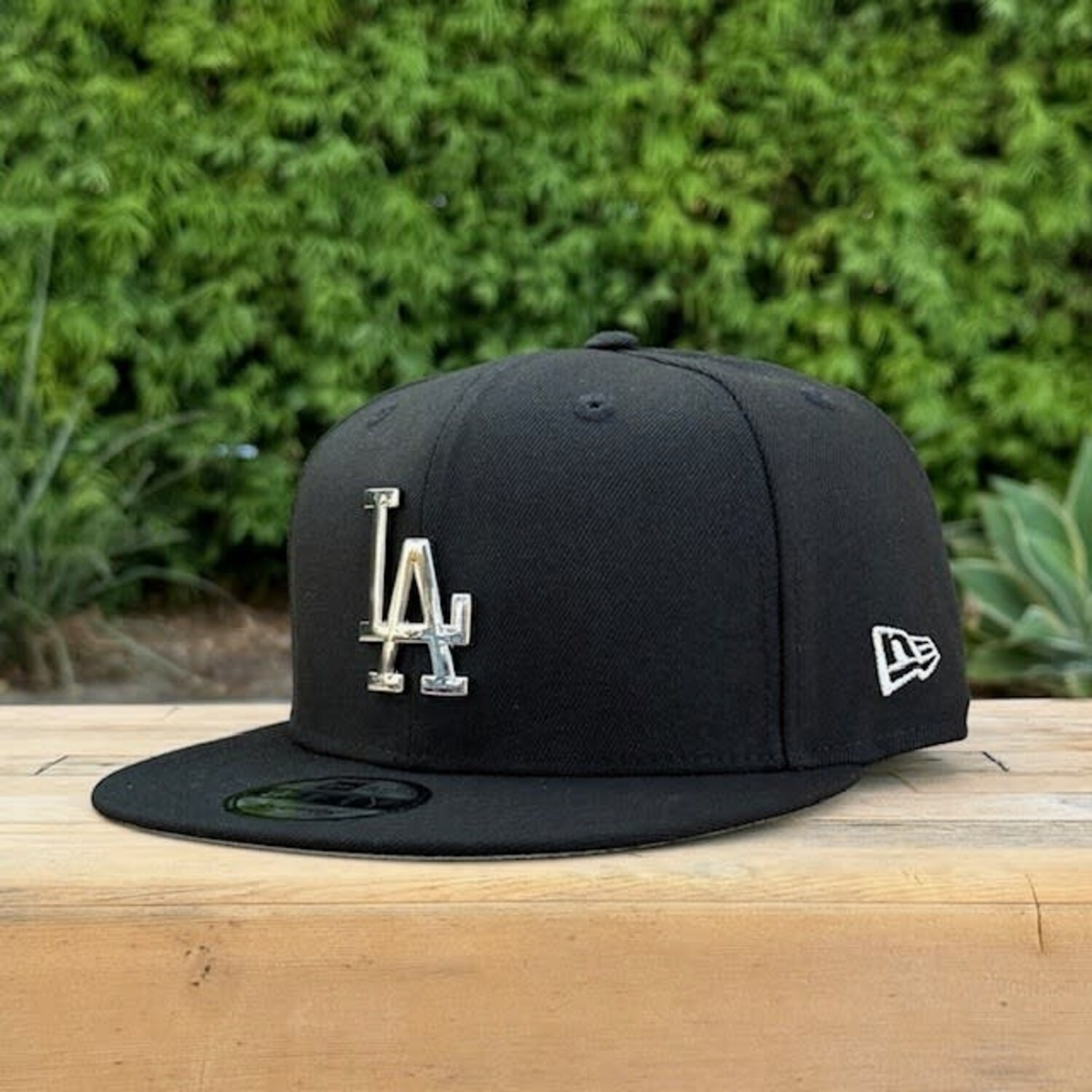 Logo Snapback Dodgers New Era LA Dodgers Black Silver Metal Logo