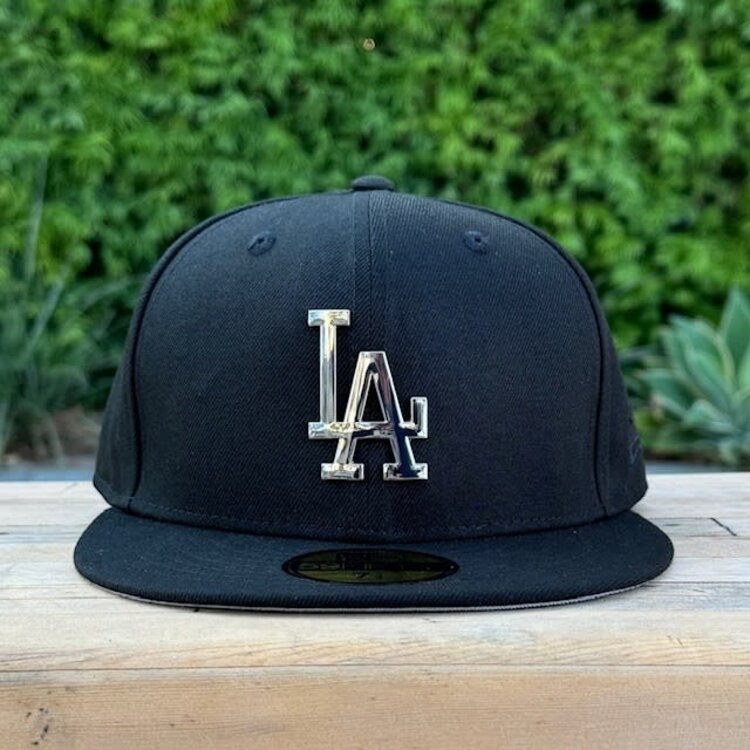 New Era LA Dodgers Black Silver Metal Fitted