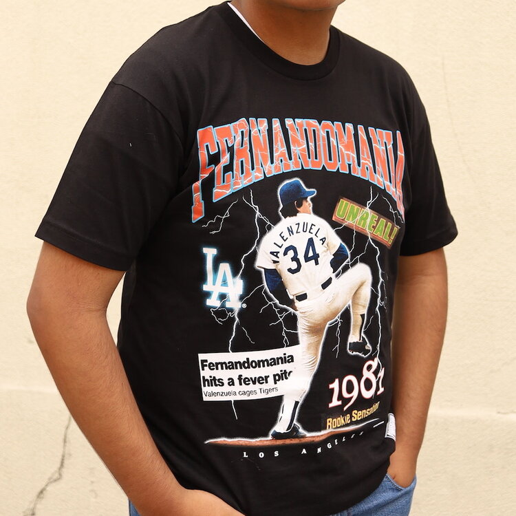 Mitchell and Ness LA Dodgers M&N Fernandomania Black T-Shirt