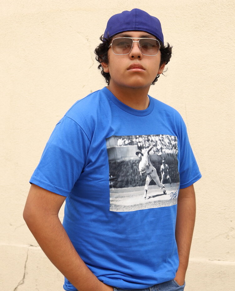 Mitchell and Ness LA Dodgers M&N BW Photo Royal T-Shirt