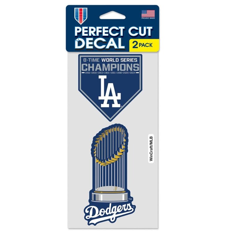 Wincraft LA Dodgers 2024 World Series Champions - 4" x 8" 2 Pack Perfect Cut Decal
