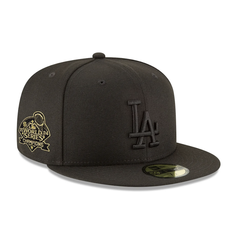 New Era LA Dodgers Black Black Gold 2024 World Series Champions Fitted