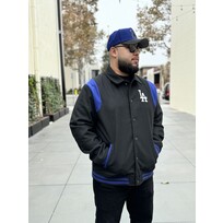 New Era Dodgers Men's NE Varsity Wool Button Snap Jacket Black/Royal