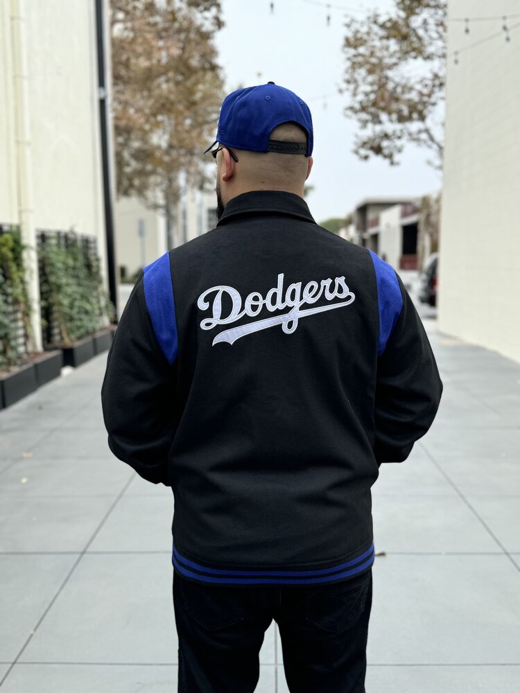 New Era Dodgers Men's NE Varsity Wool Button Snap Jacket Black/Royal