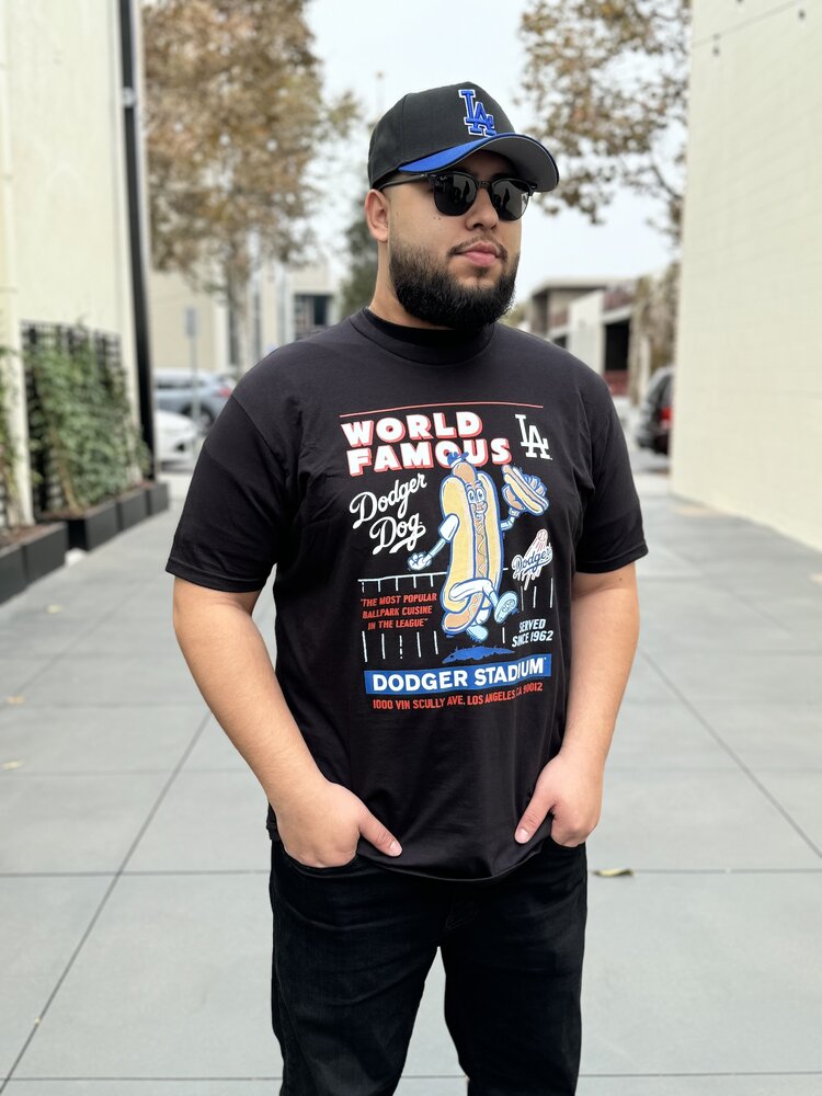 Mitchell and Ness LA Dodgers M&N World Famous Dodger Dogs Black T-Shirt