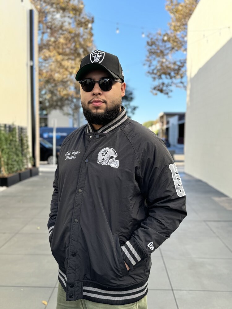 New Era Raiders NE M Black Nylon Varsity Snap Button Jacket