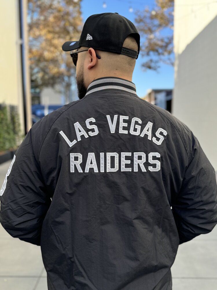 New Era Raiders NE M Black Nylon Varsity Snap Button Jacket