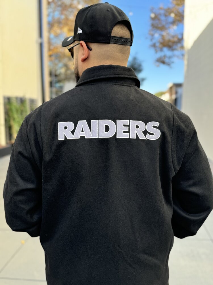 New Era Raiders Men's NE Varsity Wool Button Snap Jacket Black