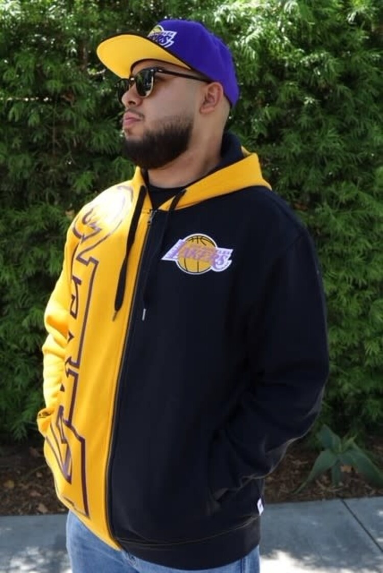 Mitchell and Ness NBA Lakers Men's M&N Full Zip Fleece 2.0 Gold-Black