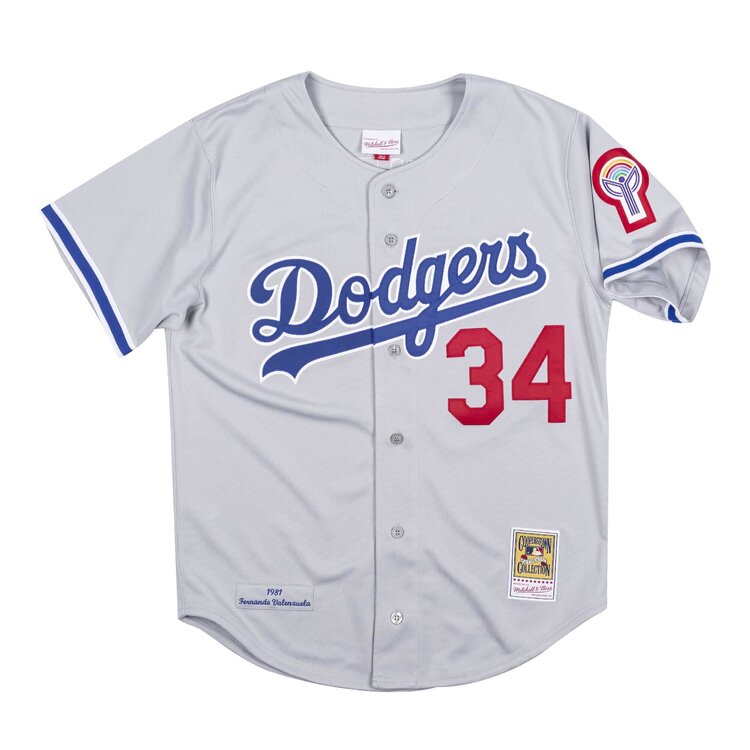 Mitchell and Ness MLB Los Angeles Dodgers Men's M&N Authentic 1981 Fernando Valenzuela #34 Jersey Gray