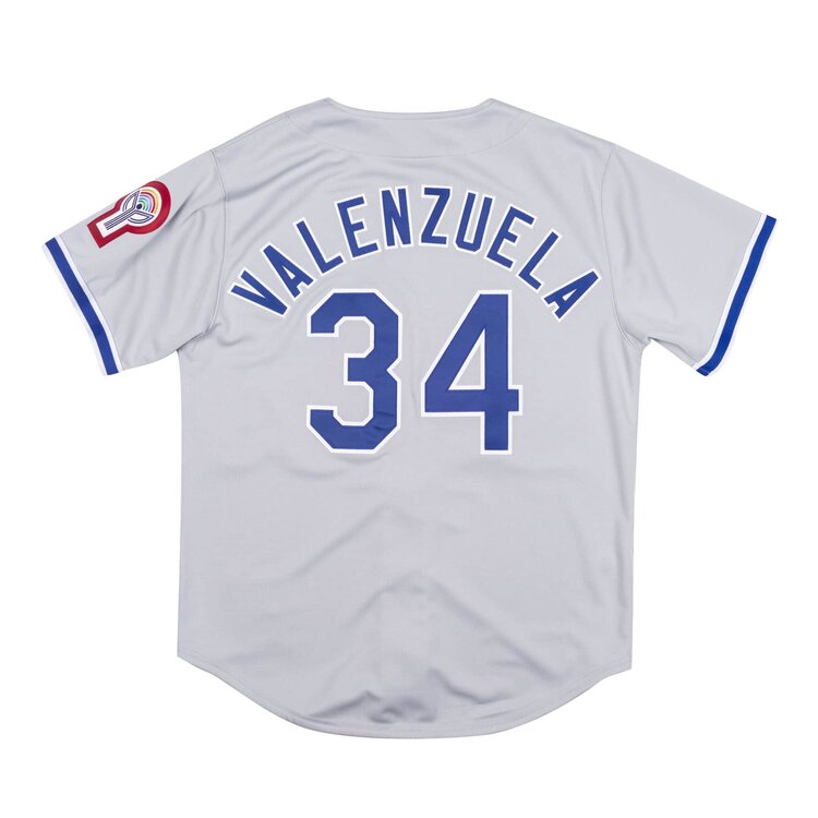Mitchell and Ness MLB Los Angeles Dodgers Men's M&N Authentic 1981 Fernando Valenzuela #34 Jersey Gray