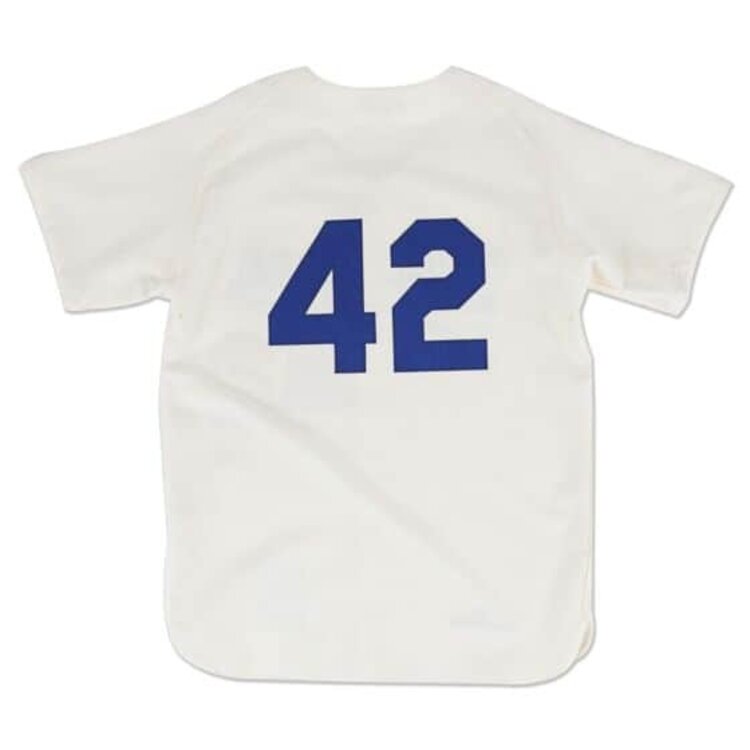Mitchell and Ness MLB Brooklyn Dodgers Men's Mitchell & Ness Authentic 1955 Jackie Robinson #42 Home Jersey Cream