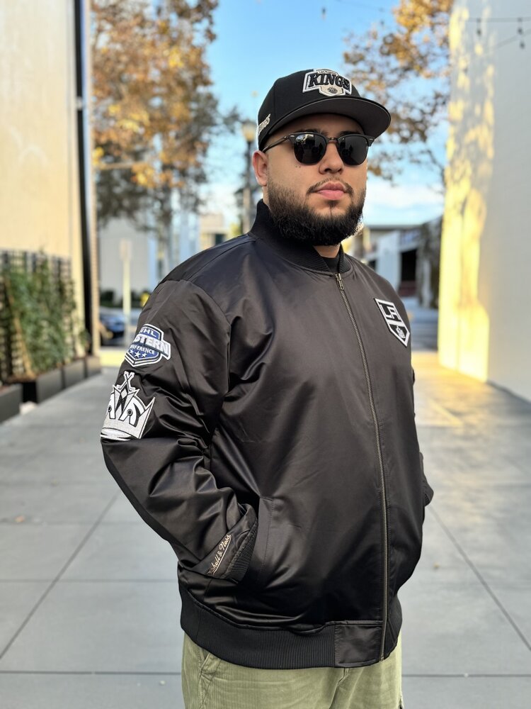 Mitchell and Ness LA Kings M&N Lightweight Satin Bomber Jacket Black