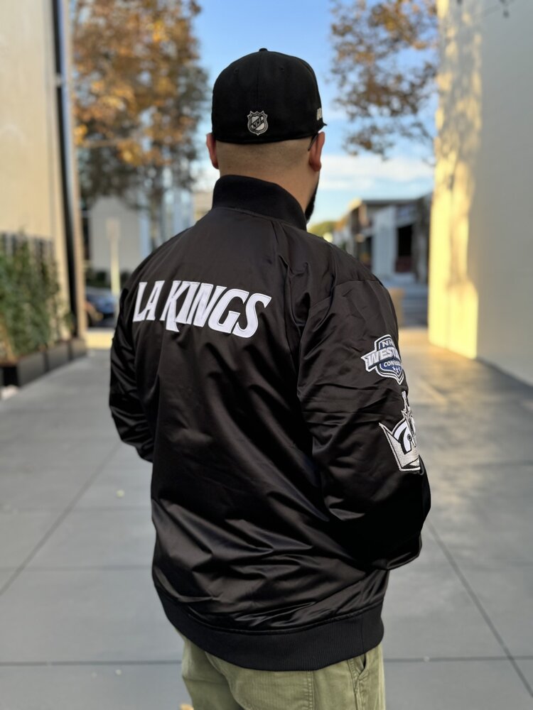 Mitchell and Ness LA Kings M&N Lightweight Satin Bomber Jacket Black