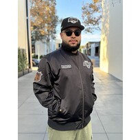 Mitchell and Ness LA Kings M&N Team Leader Satin Bomber Jacket Black