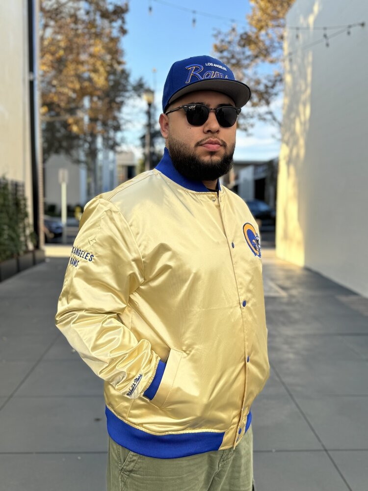 Mitchell and Ness LA Rams M&N Fashion Lightweight Satin Jacket Gold