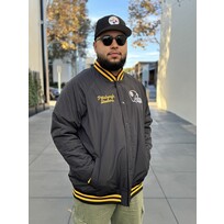 New Era Steelers NE M Black Nylon Varsity Snap Button Jacket