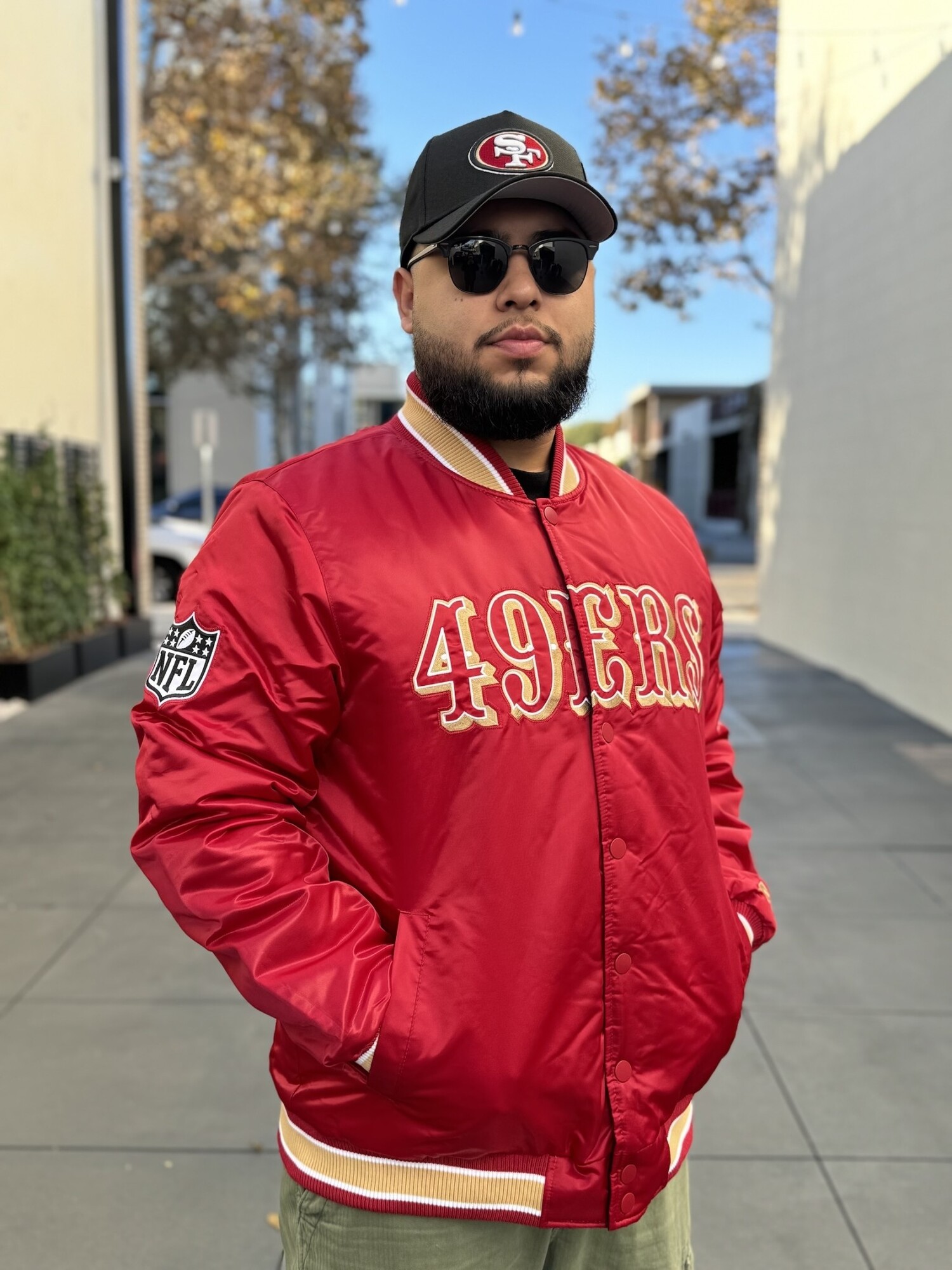 49ers Men's Starter Closer Reversible Varsity Jacket Red/Black