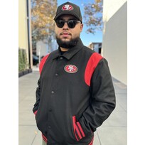 New Era 49ers Men's NE Varsity Wool Button Snap Jacket Black/Red