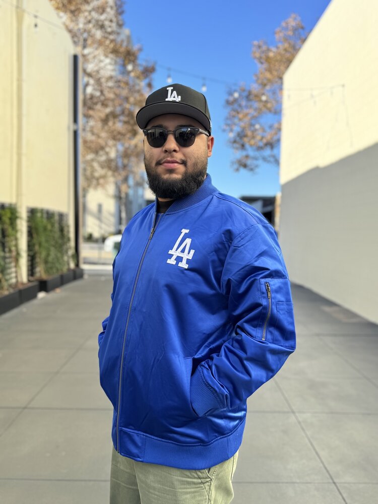 Mitchell and Ness LA Dodgers M&N Lightweight Satin Bomber Jacket Royal