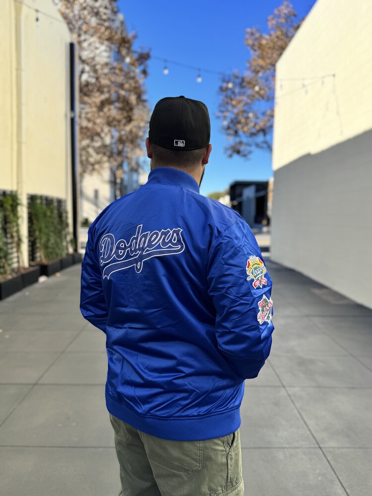 Mitchell and Ness LA Dodgers M&N Lightweight Satin Bomber Jacket Royal