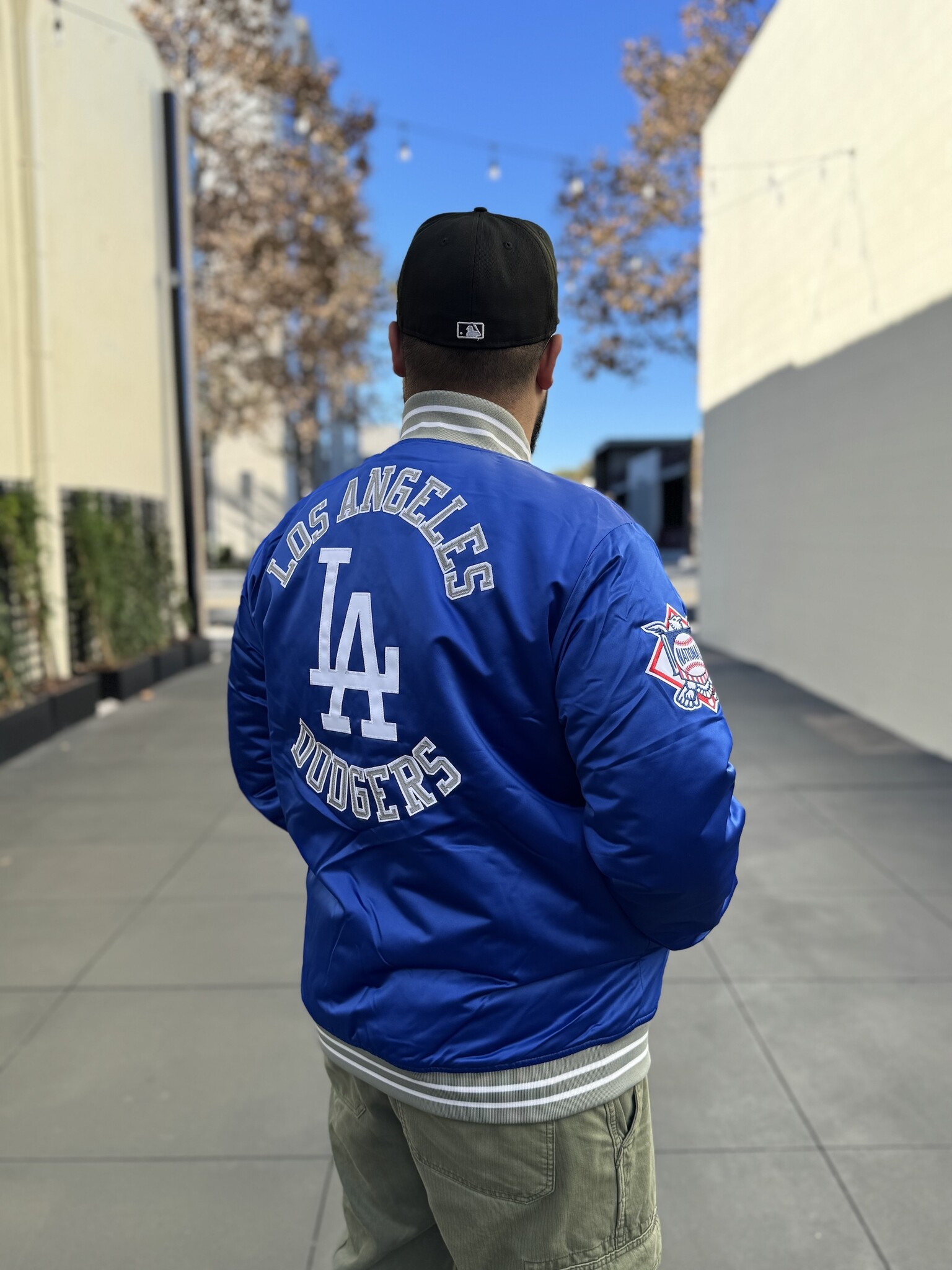 LA Dodgers M&N Heavyweight Satin Jacket Royal - The Locker