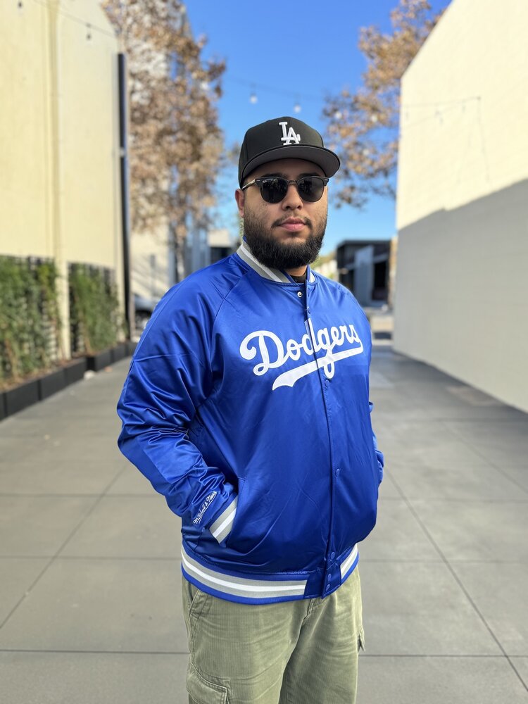 Mitchell and Ness LA Dodgers M&N Lightweight Satin Jacket Wordmark Royal