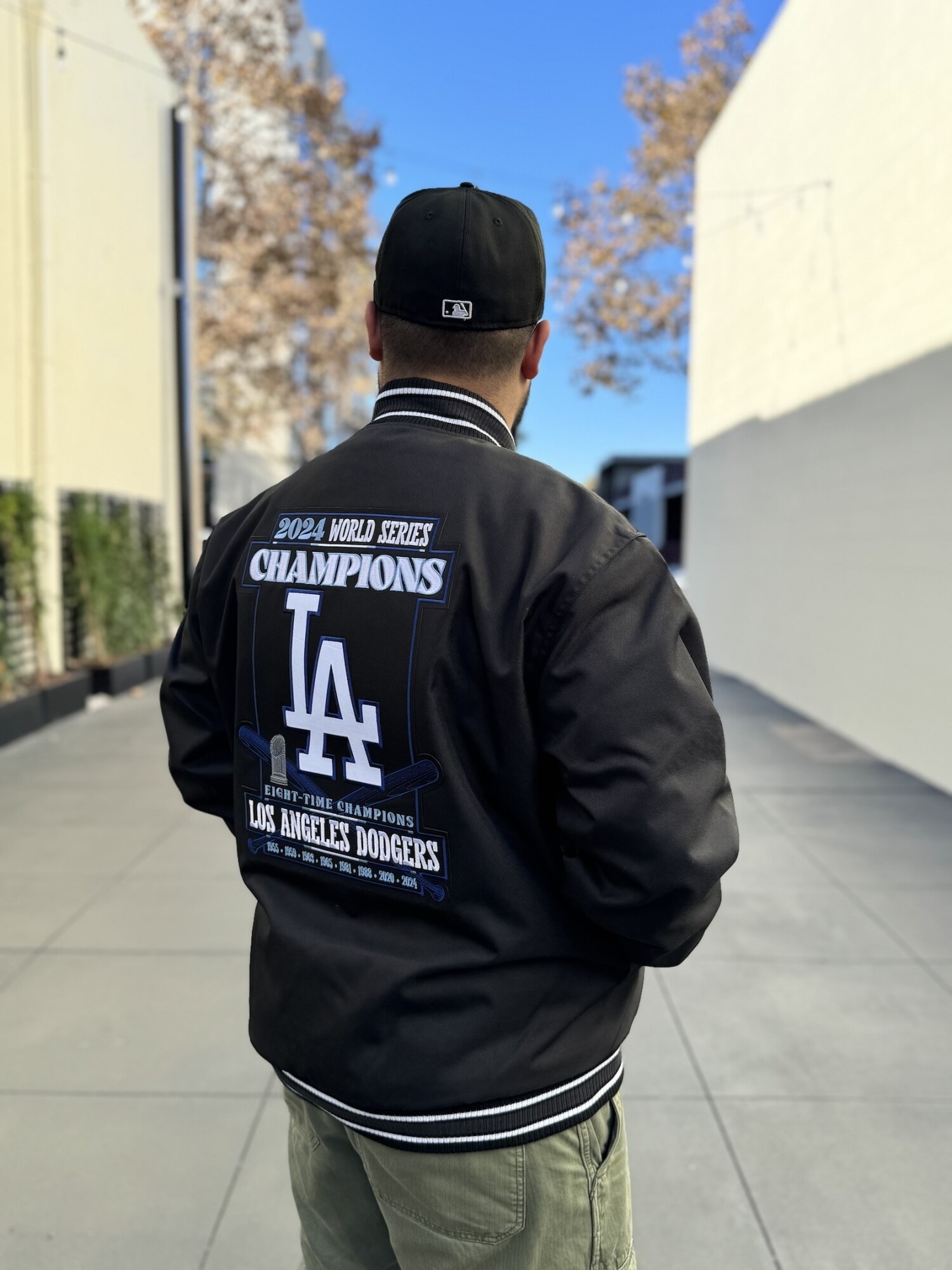 LA 2024 WS Champs Black Button Snap Poly-Twill Jacket - The