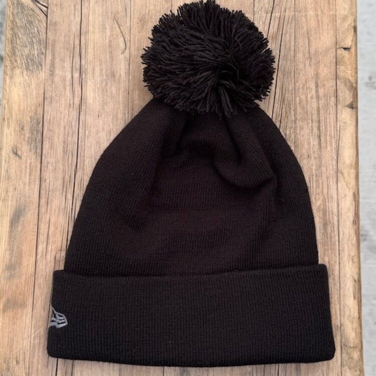 New Era LA Dodgers Black Gray Cuffed Knit with Pom