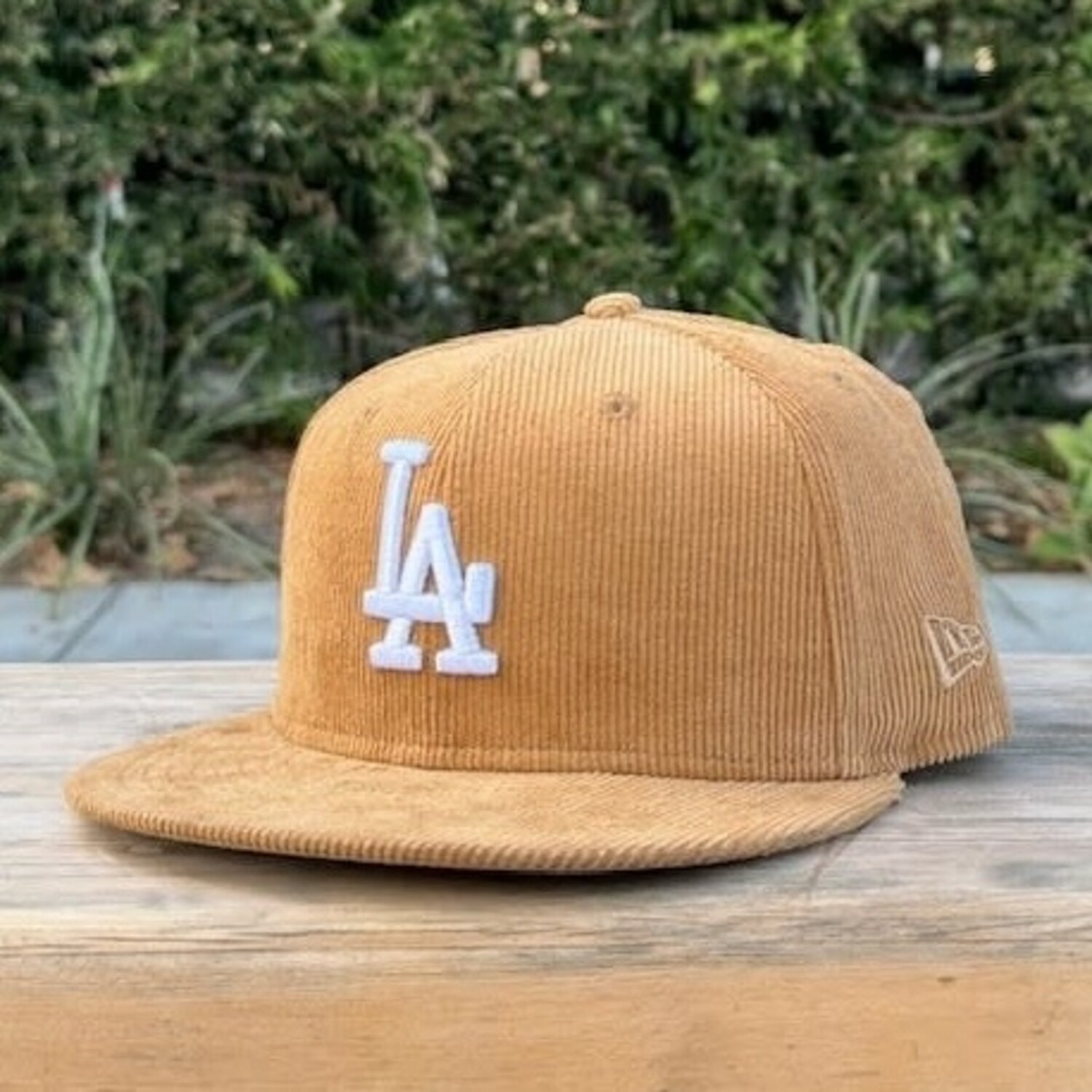 Corduroy LA Logo Baseball Cap - Beige Cream Corduroy Snapback - Los Angeles – ABLISS main image 4