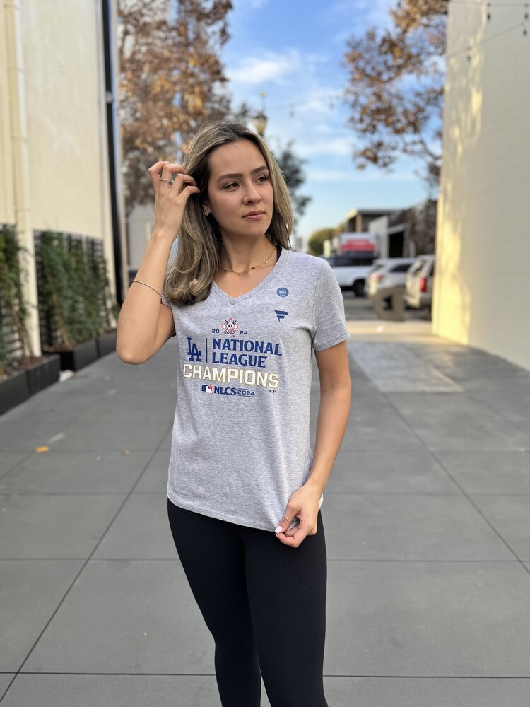 Fanatics Dodgers Women's Gray 2024 NLCS Locker Room T-Shirt