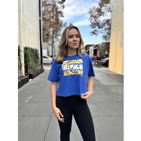 New Era Rams Women's NE Primary Logo Foil Blue Crew SS Crop Tee