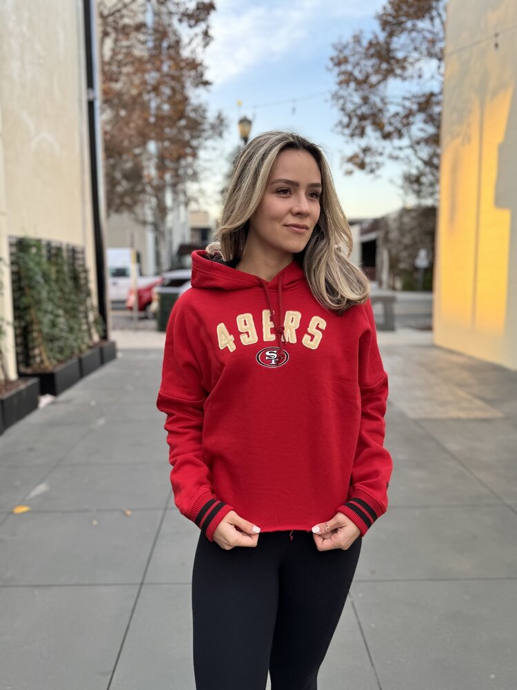 New Era 49ers Women's NE Block Arch Red Crop Hoodie