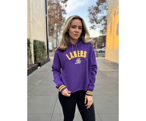 New Era Lakers Women s NE Block L Purple Crop Hoodie