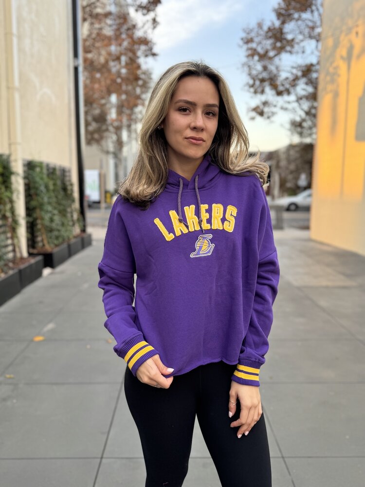 New Era Lakers Women's NE Block+L Purple Crop Hoodie