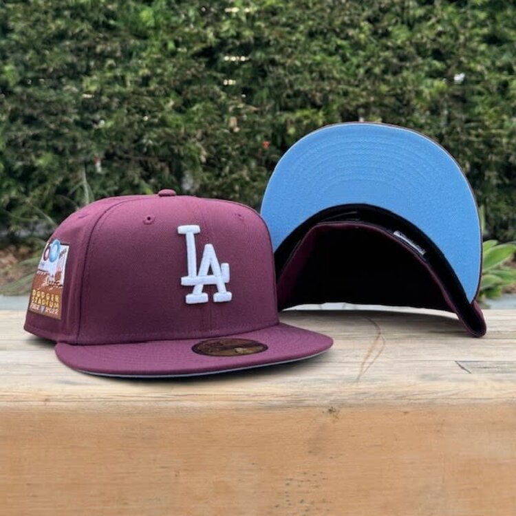 New Era LA Maroon 60th Stadium Sky Blue UV Fitted