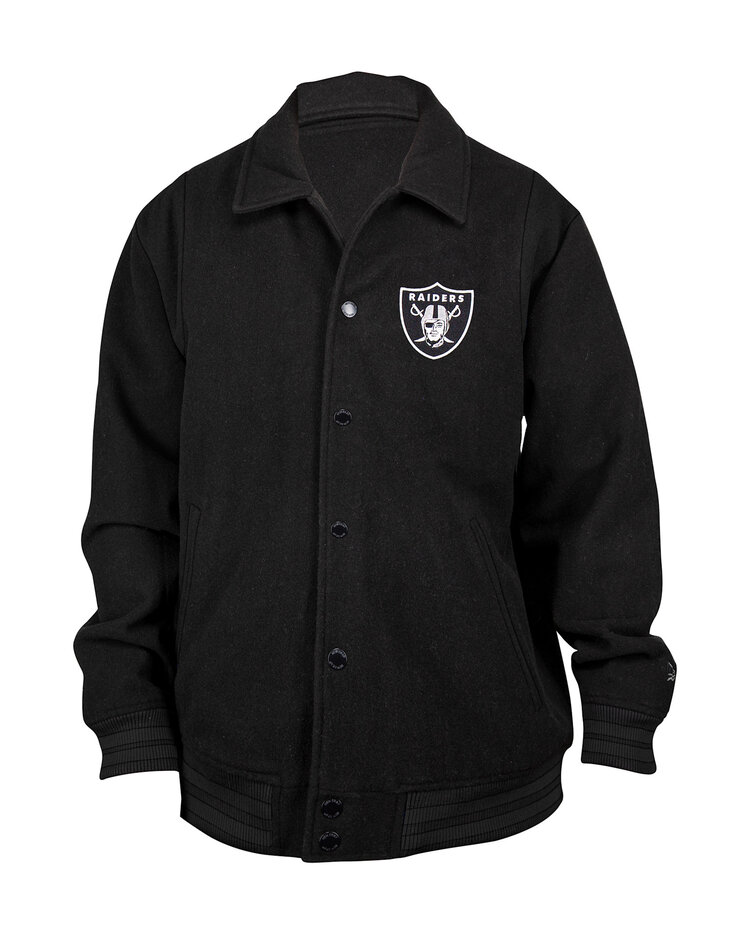 New Era Raiders Men's NE Varsity Wool Button Snap Jacket Black