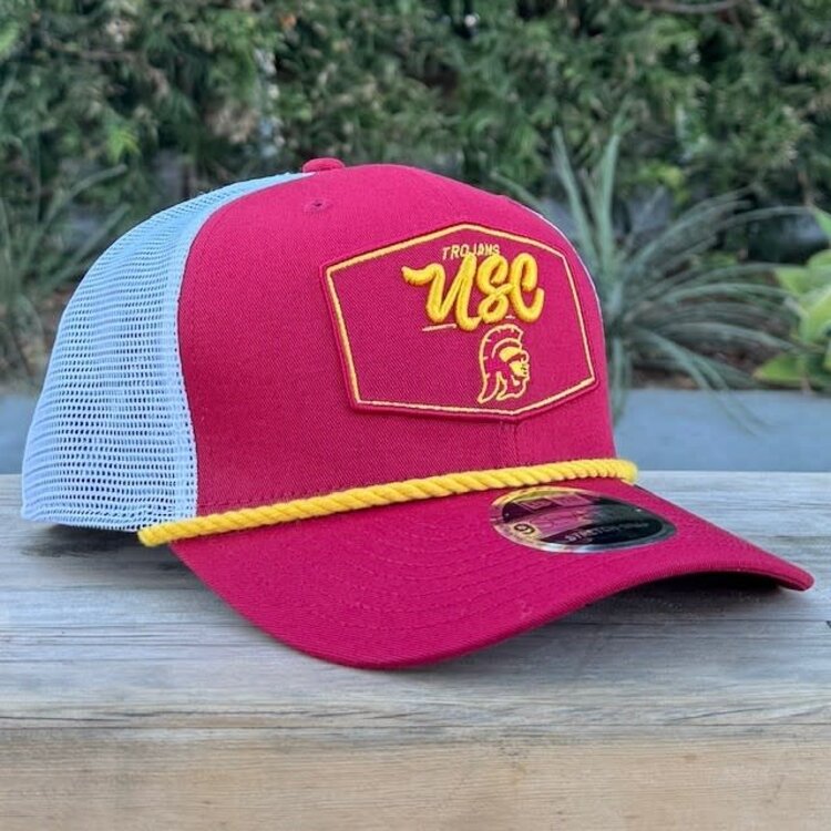 New Era USC Trojans Cardinal White Mesh Trucker Stretch Snap 970SS